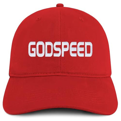 Trendy Apparel Shop Godspeed Embroidered Soft Cotton Baseball Cap - color: Red