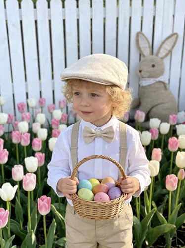A&J DESIGN Baby Boy Toddler 2pcs Newsboy Hat & Bow Tie 3 Months - 8 Years - color: Beige, size: 3-6 Months