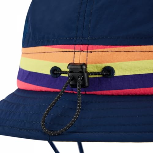Color-Blocked Fisherman Style Sun Hat for Outdoor Camping, Surfing & Vacations - Wide Brim, UV Protective, Anti-Slip - color: Blue Rainbow