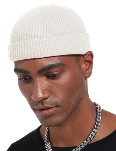 vidsel Thin Wool Fisherman Beanie Hat for Men Women Fall Winter Fashion Cap - color: 1-white