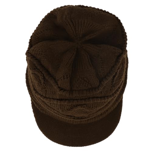 Armycrew Rasta Jamaica Style Thick Acrylic Knit Cuff Beanie Visor - color: Brown