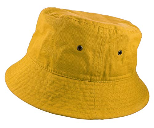 Gelante Solid Color 100% Cotton Bucket Hat for Women and Men Packable Travel Summer Beach Hat - color: Gold, size: Small-Medium