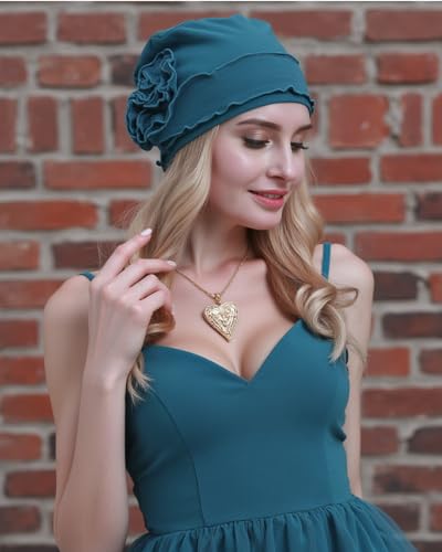 osvyo Chemo Headwear Turban Cap for Women - Cancer Beanie Hair Loss Sealed Packaging - color: Cotton-cerulean-blue