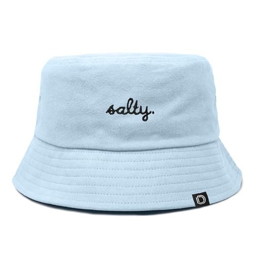 DALIX Salty Embroidered Bucket Hat Cotton Summer Beach Vacation Cap Womens - color: Forever Blue, size: Medium
