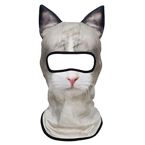 WTACTFUL 3D Animal Ears Balaclava, Breathable Face Mask for Halloween - color: Ragdoll Cat Meb-37