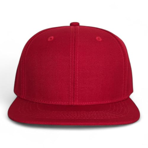 E BY ELIDAN Flat Bill Hat, Structured Flat Brim Baseball Cap for Men - color: Red