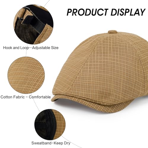 Newsboy Cap for Men Adjustable 6 Panel Flat Hat - color: M2#-brown