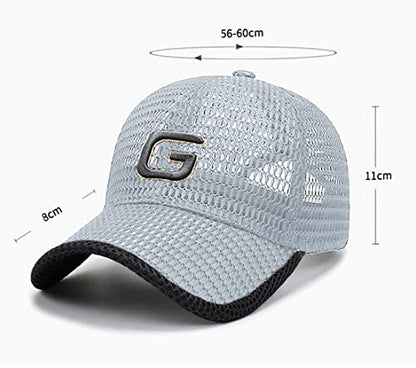 FASHIXD Baseball Cap for Men Summer Mesh Trucker Hats Breathable Running Hat Outdoor Sports Quick Dry Hat - color: Light Grey