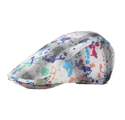 Quanhaigou Men's Cotton Flat Ivy Gatsby Newsboy Driving Hat Adjustable Irish Cabbie Ivy Driving Hunting Cap - color: Graffiti