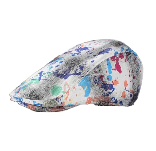 Quanhaigou Men's Cotton Flat Ivy Gatsby Newsboy Driving Hat Adjustable Irish Cabbie Ivy Driving Hunting Cap - color: Graffiti
