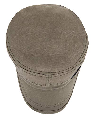 QZUnique Adjustable Flat Top Cap Solid Brim Army Cadet Style Military Hat - color: A- Green