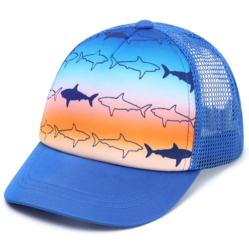 Duoyeree Toddler Baseball Hat, Dinosaur Mesh Adjustable for 0-8T Kids - color: 1d-p-gradient Shark, size: 0-12 Months