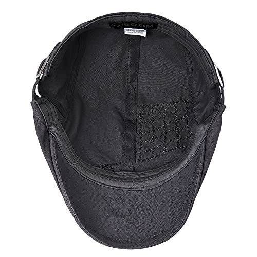 VOBOOM Men Cotton Adjustable Newsboy Beret Ivy Cap Cabbie Flat Hat - color: Grey