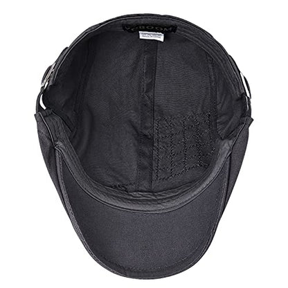 VOBOOM Men Cotton Adjustable Newsboy Beret Ivy Cap Cabbie Flat Hat - color: Grey