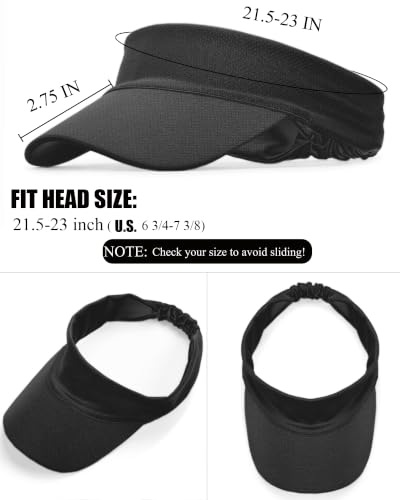 Cooling Stretchy Visor Hat Sports Sun Headband UV Visors Hats - color: Black