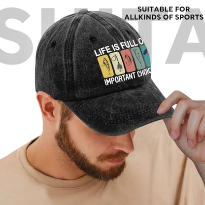 Fishing Adjustable Cotton Baseball Cap, Funny Trucker Hat Gift for Men Women Grandpa Dad Fishing Lover Fisherman - color: K