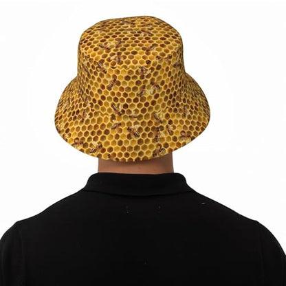 Bucket Hat for Men Women Packable Sun Hats Fisherman Outdoor Summer Travel Hiking Beach Caps - color: Bee