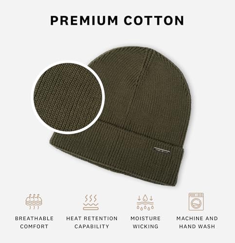 Revony 100% Cotton Men’s Skull Beanie – Soft, Structured, Everyday Comfort - color: Green