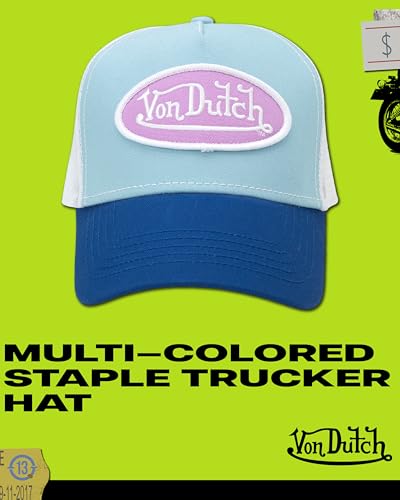 Von Dutch Unisex Trucker Hat, Colorblock, Mesh Back, Curved Bill, Snapback - color: Glacier Blue