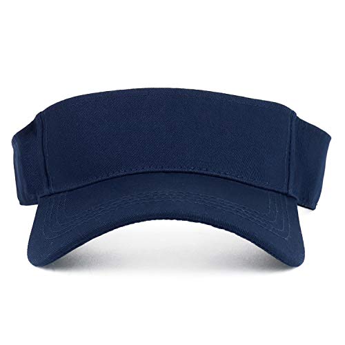Trendy Apparel Shop XXL Oversize Solid Cotton Adjustable Sun Visor - color: Navy