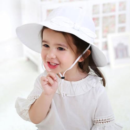 Toddler Kids Baby Girl Sun Hat Floppy Cotton Summer Hat 50+ SPF Protective - color: 202202/White, size: 0-6 Months