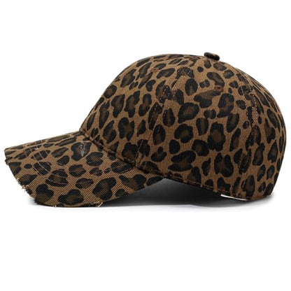 Baseball Hats for Women Men Adjustable Leopard Print Dad Trucker Hat Cotton Sun Protection Caps Sports Golf Medium - color: Dark Coffee-scratch Brim