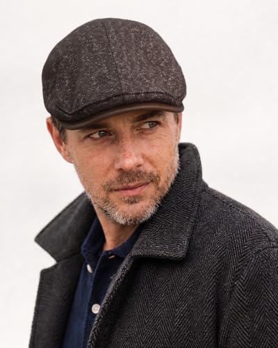 Croogo Herringbone Ivy Cap Gatsby Cabbie Flat Caps Vintage Newsboy Hat - color: Dark Brown