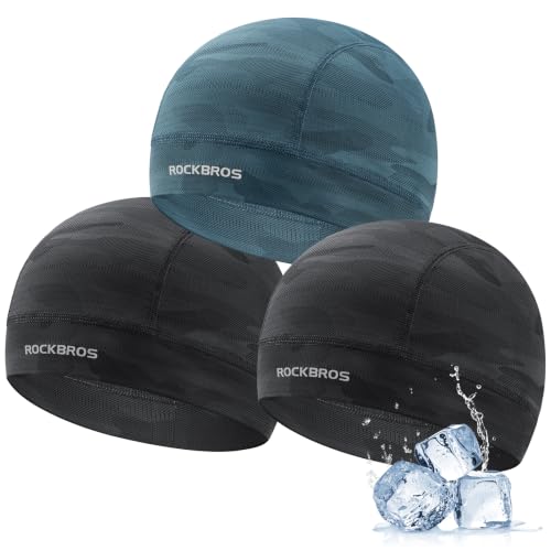 ROCKBROS Helmet Liner Skull Cap for Cycling Motorcycle Men Women Cooling - color: Black*2 & Blue