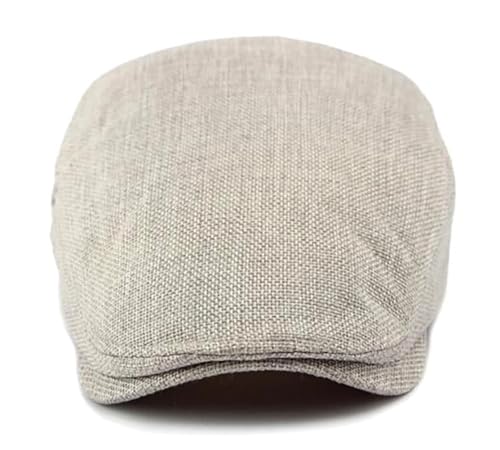 DIYDECAL Mens Flat Cap Newsboy Cap Adjustable Ivy Driving Scally Hat for Men Women - color: Light Grey