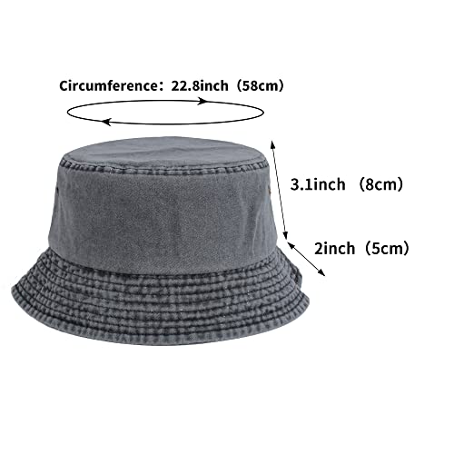 Washed Cotton Bucket Hats Packable Summer Beach Cap for Men Women - color: Ce-bh-gray-white-navy
