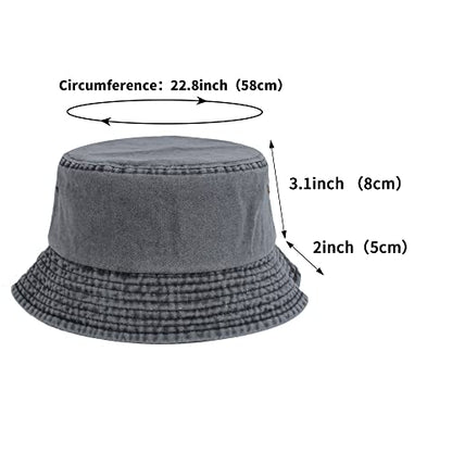 Washed Cotton Bucket Hats Packable Summer Beach Cap for Men Women - color: Ce-bh-gray-white-navy