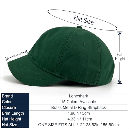 Loneshark Short Brim Baseball Cap for Running Small Bill Umpire Hat - color: Olive