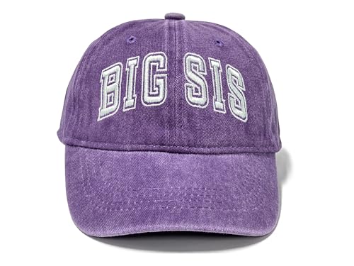 Adjustable Embroidery Animal Baseball Hat for Kid Toddler Child - color: Big Sis (Washed Purple)