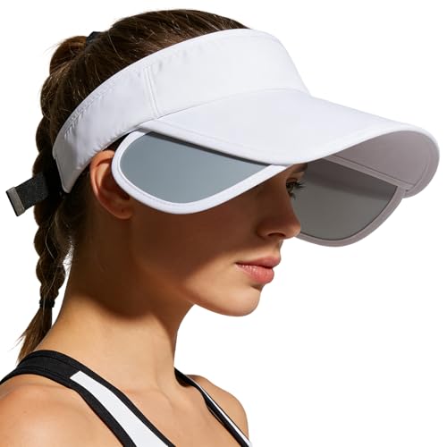Retractable Wide Brim Visor Cap Open Top Hat Golf Tennis Running Cycling Men Women Outdoor Workout Summer Sunhat - color: White