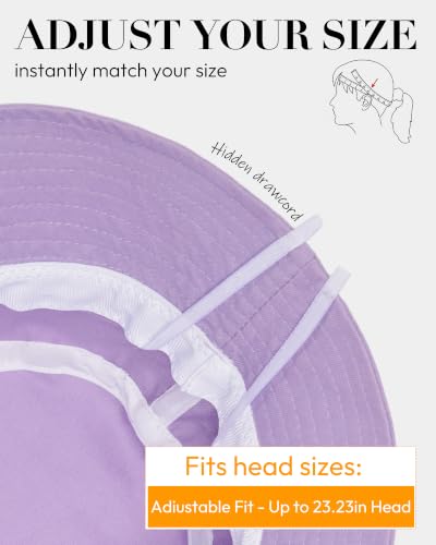 HONGTEYA Bucket Sun Hats for Woman Men Cotton Summer Beach Hat Golf Fishing - color: Lilac, size: Medium
