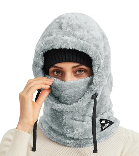 Ski Mask Balaclava Wind-Resistant Winter Face Mask for Women/Men Adjustable Warm Hood Cover Hat Cap Scarf - color: Gray