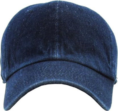 KBETHOS® Classic Washed Cotton Baseball Cap - color: Dark Denim
