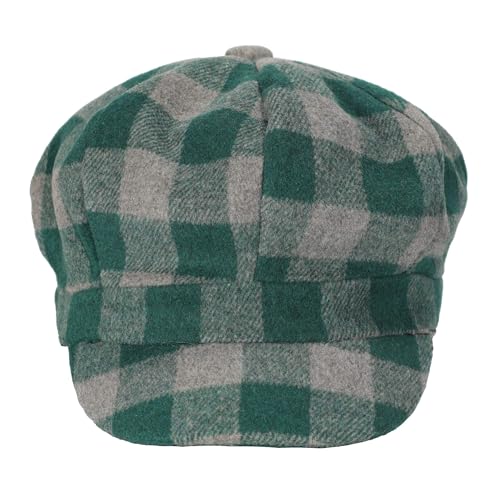 ZLYC Women Classic Newsboy Cap Visor 8 Panel Gatsby Cabbie Paperboy Hat - color: Plaid Green