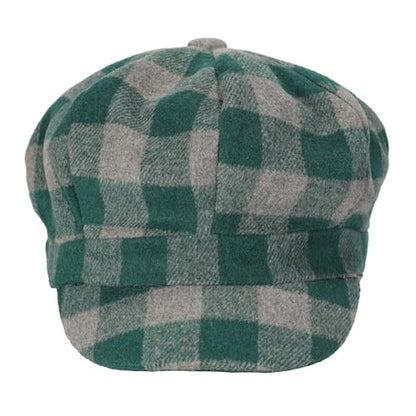 ZLYC Women Classic Newsboy Cap Visor 8 Panel Gatsby Cabbie Paperboy Hat - color: Plaid Green