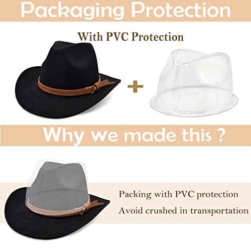 Western Cowboy Hat Wide Brim Outdoor Fedora Hat - color: Z-a Black