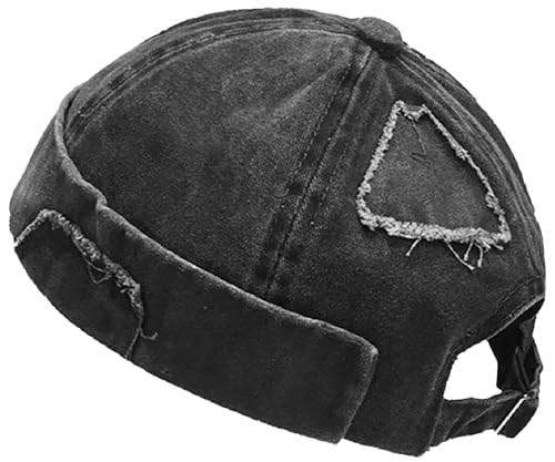 Mens Sailor Hats Brimless Denim Docker Caps Beanie - color: Black