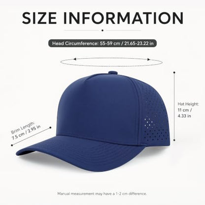 Quick Dry Baseball Cap Waterproof Snapback Trucker Golf Hat for Men Women - color: Navy Blue