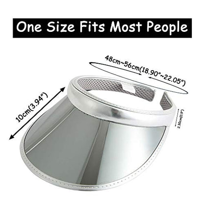 2 Pack Sun Visor Hats Women Men Clip-on Iridescent Clear Sport Outdoor Cap - color: 2pack ,Gold Silver