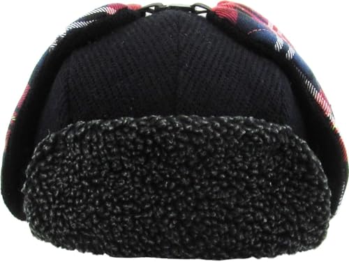 Wool Blend Aviator Trapper hat Trooper Ear Flaps Ushanka Eskimo Russian Warm Winter Cold… - color: Black Plaid Lining