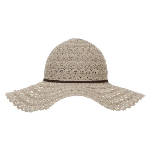 Womens Beach Sun Hats for Summer, Floppy Packable Wide Brim Hat for Vacation Travel - color: Khaki