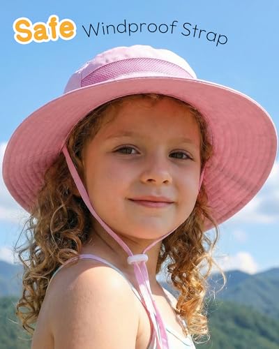 HONGTEYA Baby Toddler Sun Hat, Summer Mesh Bucket Beach Hat for Boys Girls - color: White + Pink, size: 6-24 Months