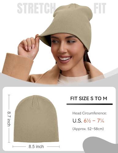 vidsel 100% Cotton Beanie Hat for Men Women, Soft Cuffless Knit Skull Cap - color: 1pc-khaki