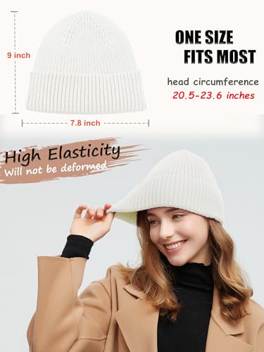 Wool Beanie for Men Women, Seamless Knit Cuffed Warm Winter Hats - color: 1pcs-white