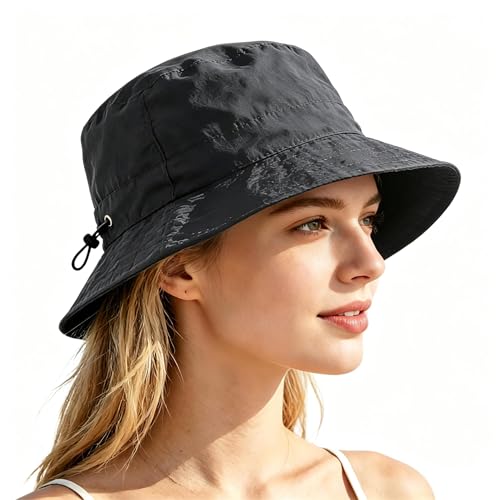 Unisex Bucket Hat Water Repellent Wide Brim Foldable Sun Hat Beach - color: Dark Gray, size: Medium