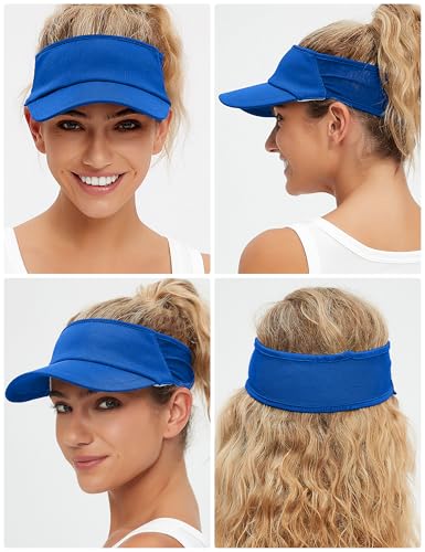 vidsel Sport Sun-Visor Hat Men Women, Summer UV Protection Stretchy Visor - color: Royal Blue